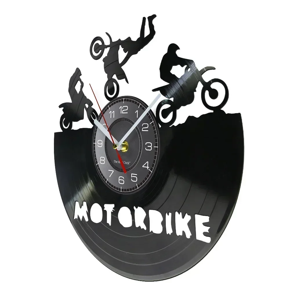 Motocross Brap Vinyl Record Wall Clock Motorbike Sport Home Decor Motorcycle Riders Off Road Dirt Bike Wall Watch Riders Gift