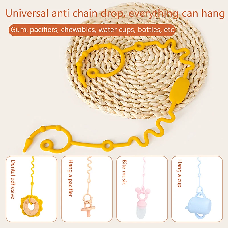 1Pc Infant Food Grade Silicone Color Anti-lost Chain Strap Pacifier Holder Chain High Quality Baby Teether Toys Straps