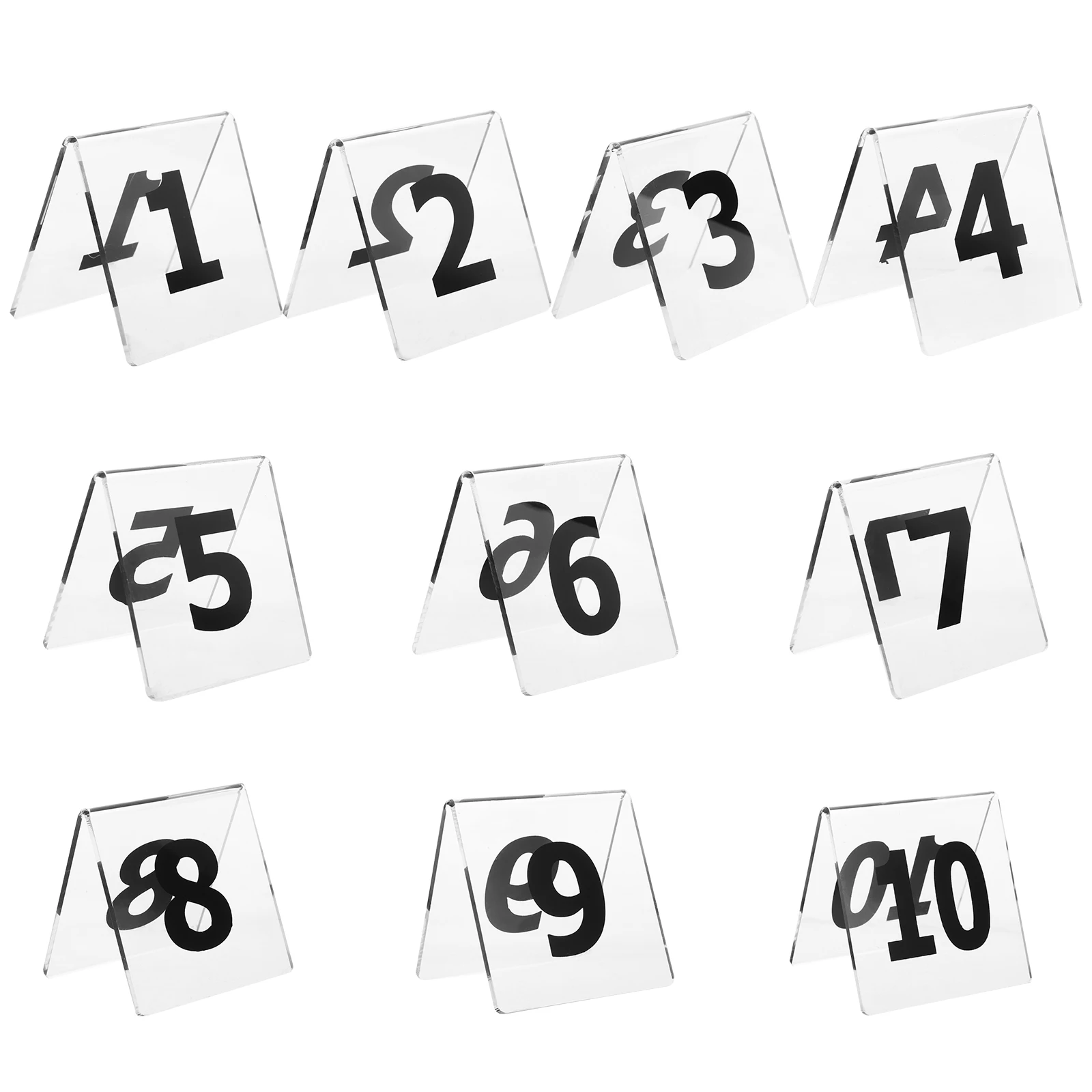 

10 Pcs Clear Acrylic Table Number Signs Double Sided Triangle Place Cards For Wedding Reception Banquets Desktop Stands