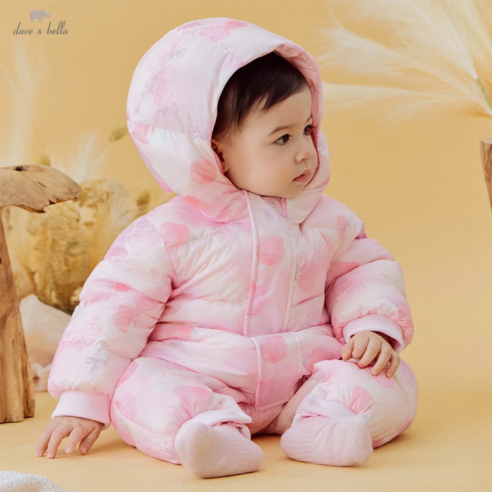 

Dave Bella Baby Girls' Down Jumpsuit Autumn Winter Kids' Hooded Thick Warm Newborn Clothes Children's Fashion Clothes DB4254976