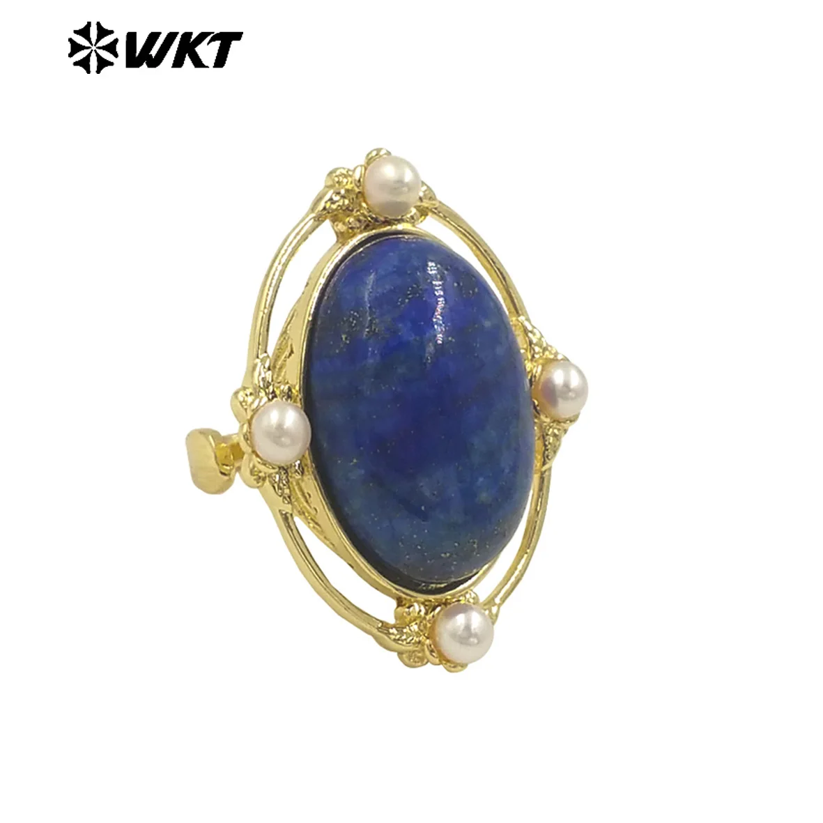 WT-R541 New Product oval Shape With Different Colorful Kyanite With 18k Yellow Gold Plated Ring For Women Daily Ornament