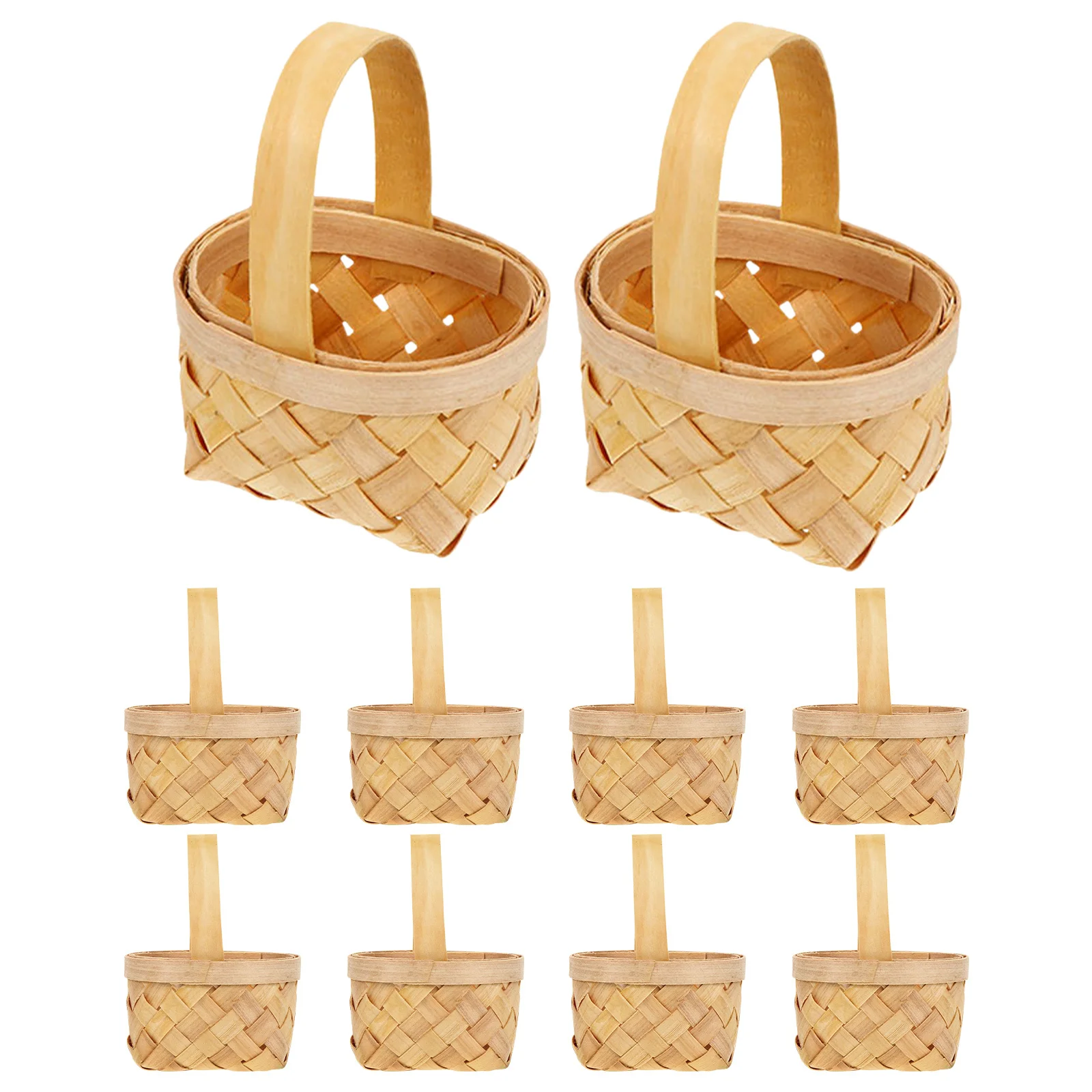 

10Pcs Mini Wooden Rustic Candy Baskets Handheld Wedding Gift Storage Party Decorative Packaging Handheld Basket