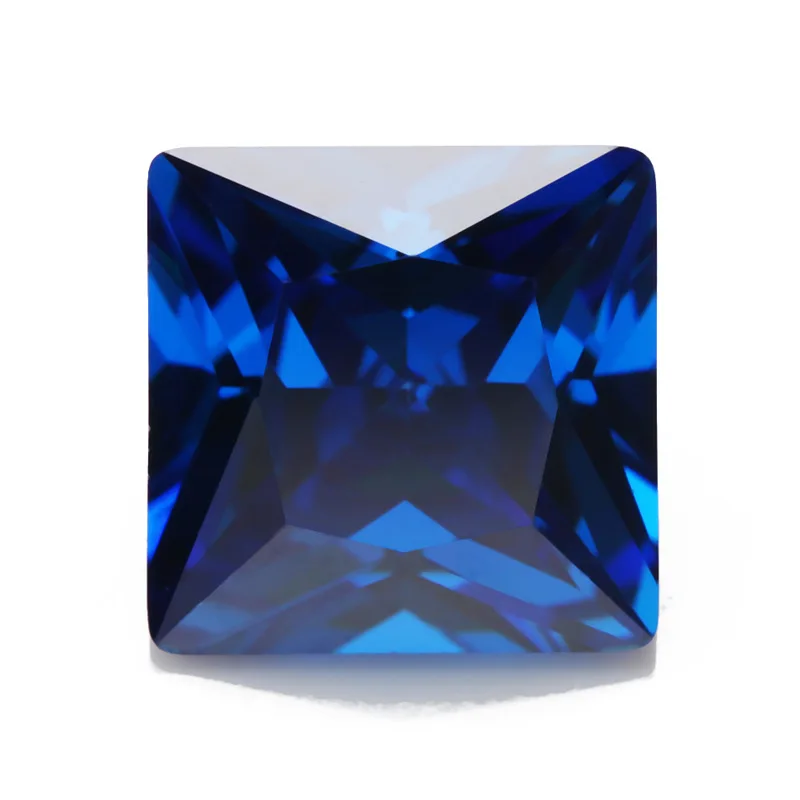 Fine jewelry Synthetic Cubic Loose Gemstone  50pcs Blue  Square Shape Cubic Zircon loose cz gems