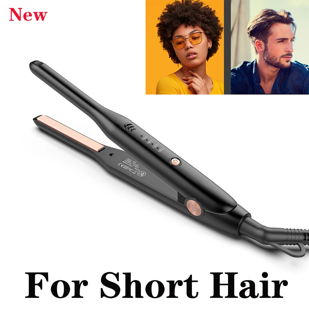 

New 2 in 1 Flat Iron for Short Hair Professional Curling Wand Roll Anti-scalding Ceramic Beard Straightener Max 210 °C Styling