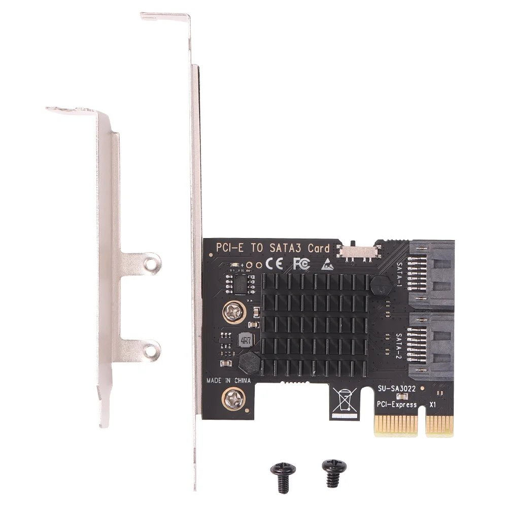 

PCI-E 1x to SATA3.0 2 Port Riser 6Gbps PCI Express Adapter Card PCI-E3.0 Expansion Converter Extender Board