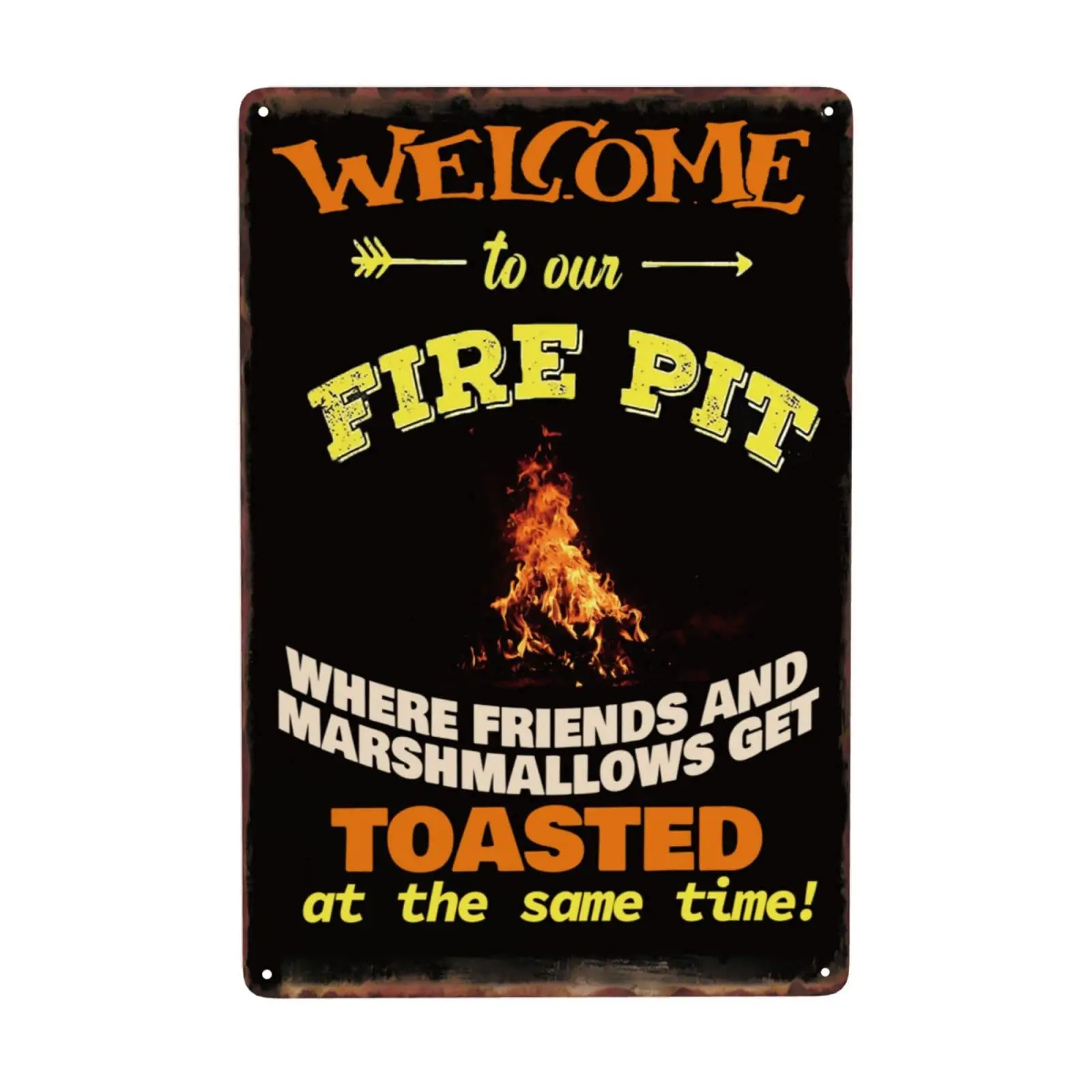 Welcome To Our Fire Pit Tin Sign Metal Vintage Wall Decor Country Home Bar 8x12inches