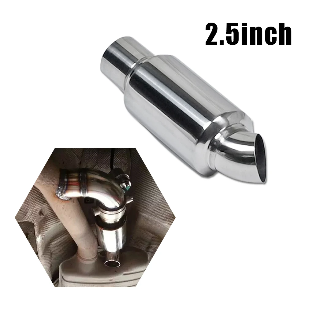 2.0 2.5\'\' Inlet Outlet Car Truck Dump Muffler Tip Resonator  Stainless Steel Exhaust Pipe Tip Sound Tuning Silencer