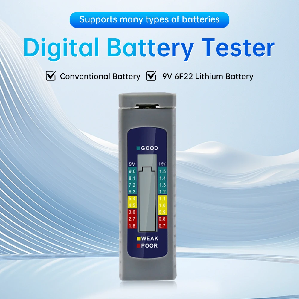 

LCD Display Digital Battery Tester AAA AA Button Cell 1.5V Button Cell Battery 9V 6F22 Battery Tester Battery Diagnostic Tool