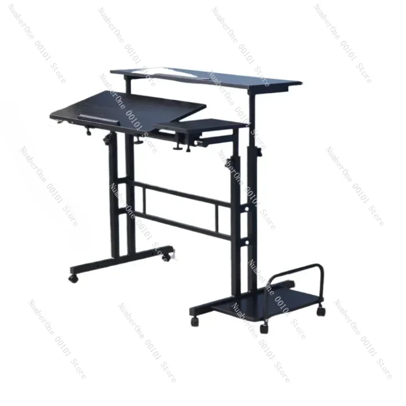 Standing Adjustable Laptop Desktop Office Computer Desk Multi-Function Conference Table Mobile Adjustment Study