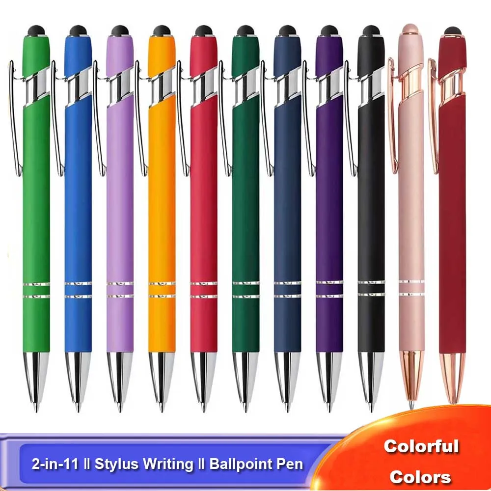 

5-12Pieces Ballpoint Pen with Stylus Tips, Metal, 2 in 1 Stylus Ballpoint Pen 1.0 mm Black Ink for Smartphone, Tablet