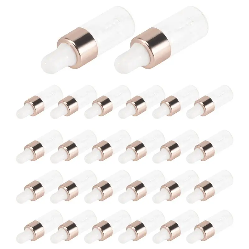 CHCH 100Pcs Mini Glass Dropper Bottle Clear Essential Oil Dropper Bottles Glass Dropping Sample Containers For Traveling 3Ml Dur