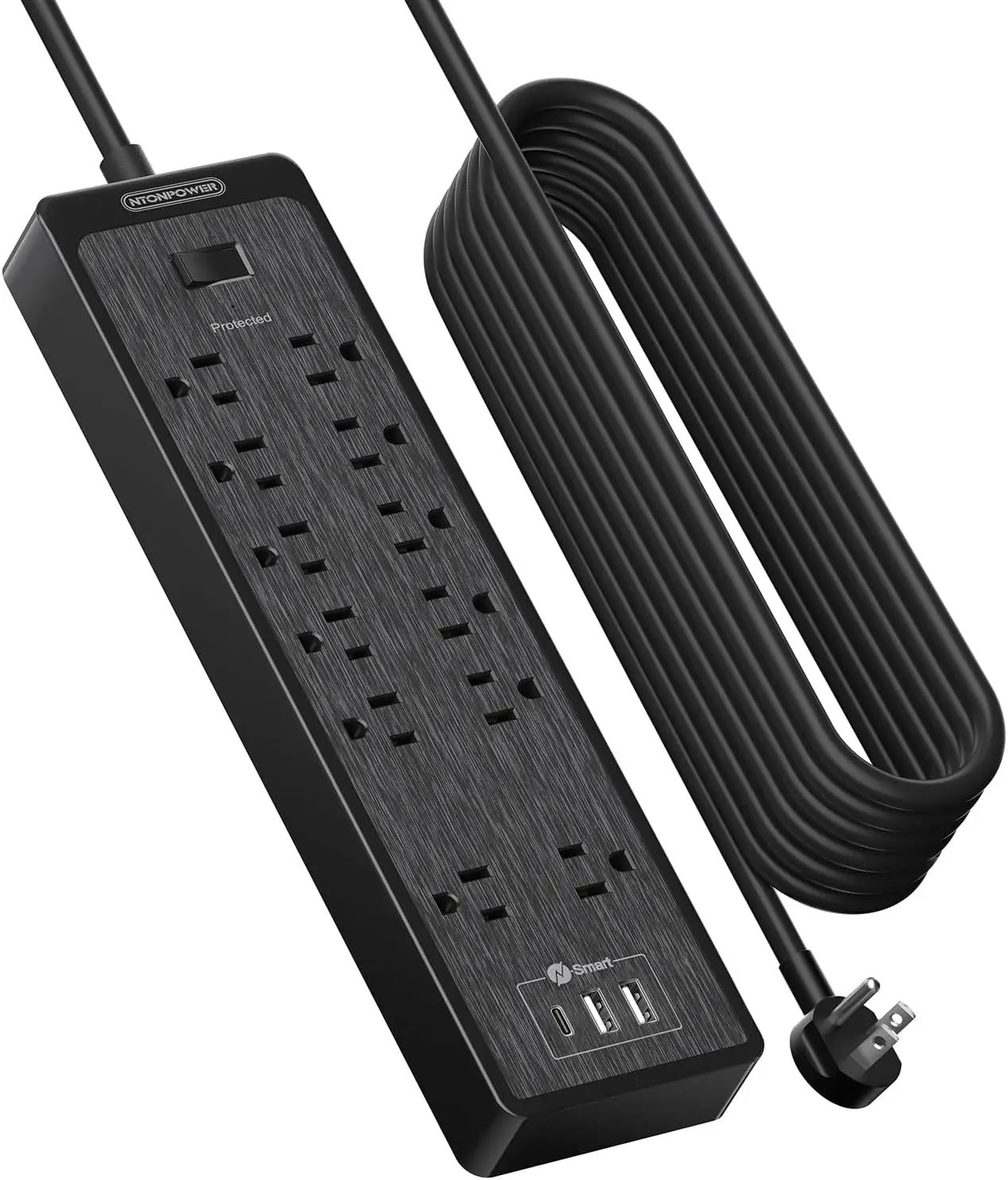 

Удлинитель NTONPOWER 25 футов с плоской вилкой, 12 розеток (2 с широким расстоянием между ними), 3 USB-порта, сетевой фильтр с защитой от перенапряжения 2100 Дж, защита от перегрузки