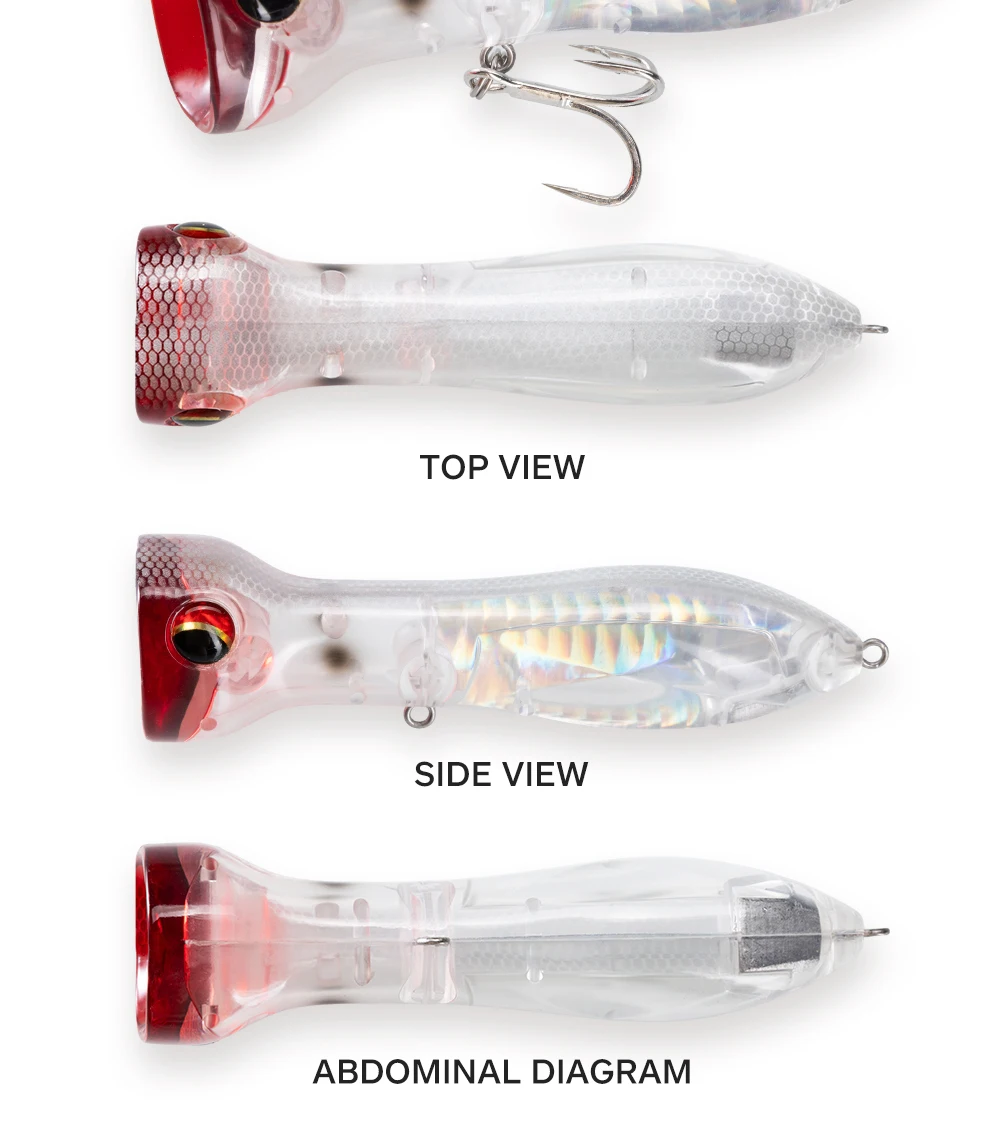 Hunthouse Topwater Floating Popper Angelköder PRISM ROAR Hard Bait 95mm 20g Künstlicher Köder für Hecht, Wolfsbarsch, Salzwasserfische. – Detail 9