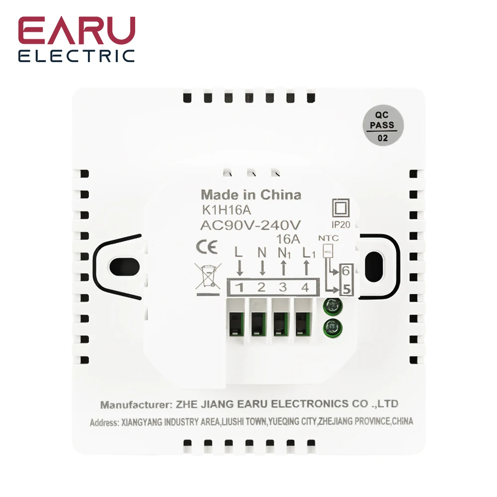 AC90V-240V 3A 16A Water Electric Floor Heating TRV House Room Thermostat Temperature Controller Digital LCD Display Wall Mounted