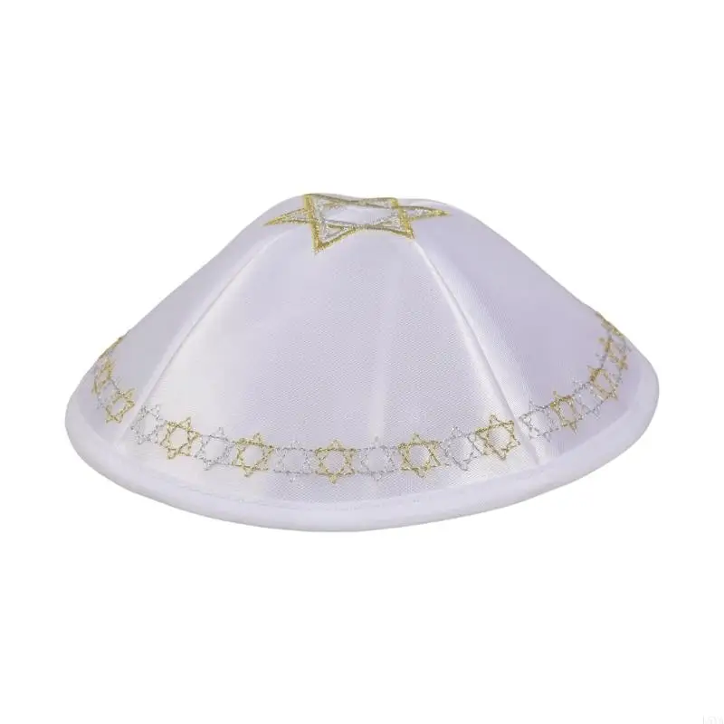 قبعة L5YA قابلة للتنفس للرجال والمراهقين مع نمط مطرز وتصميم رسمي للحدث الثقافي قبعة مستديرة على شكل جمجمة يهودية