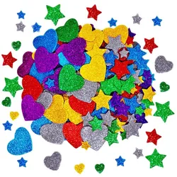 50pcs/pack 3D Mix Color Glitter Foam Self-Adhesive EVA Star Stickers Scrapbooking DIY Kindergarten Party Decoration=