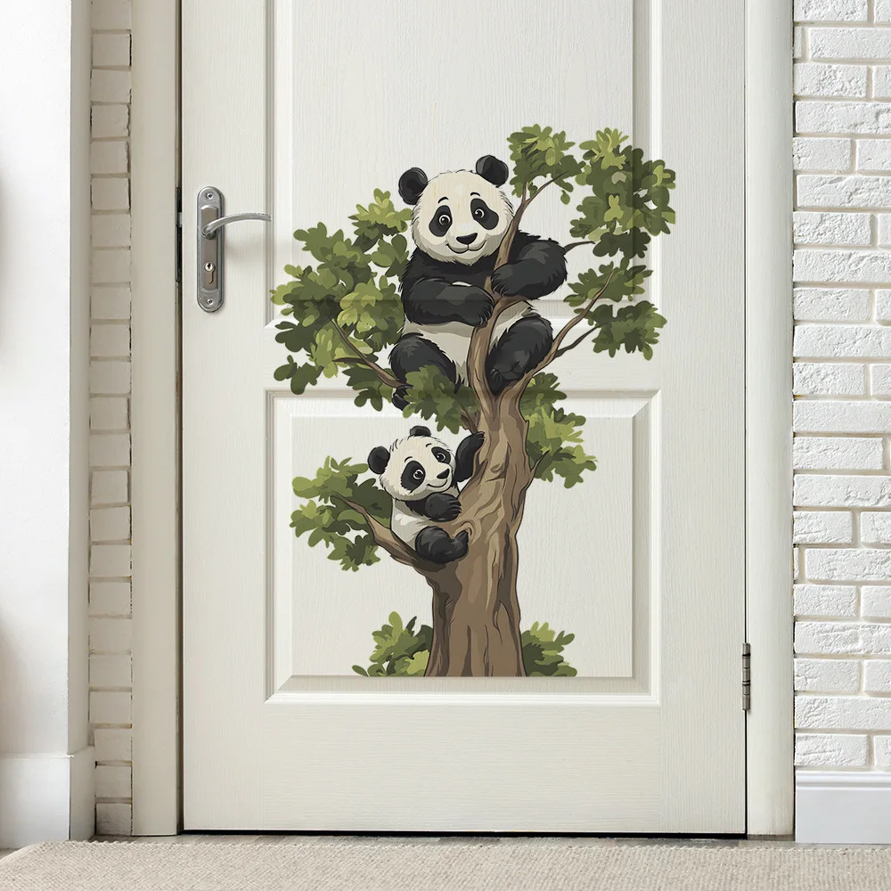 الباندا تسلق شجرة ملصقات جدار لغرفة المعيشة غرفة نوم خزانة ديكور خلفية المنزل شارات الحائط ذاتية اللصق #3