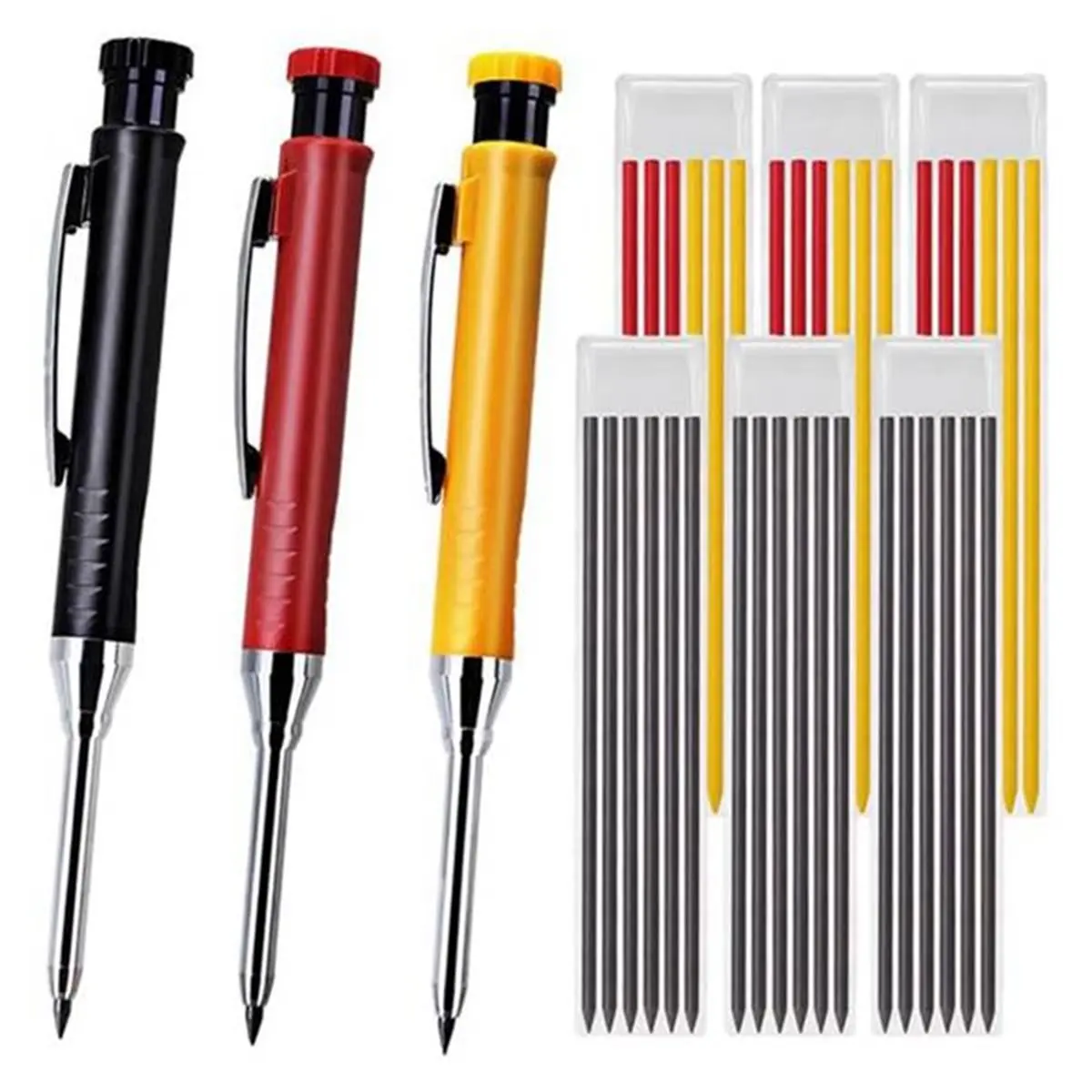 DT35BG Mechanical Carpenter Pencils with 36 Refills and Built-in Sharpener, Ideal for Woodworking and Architecture