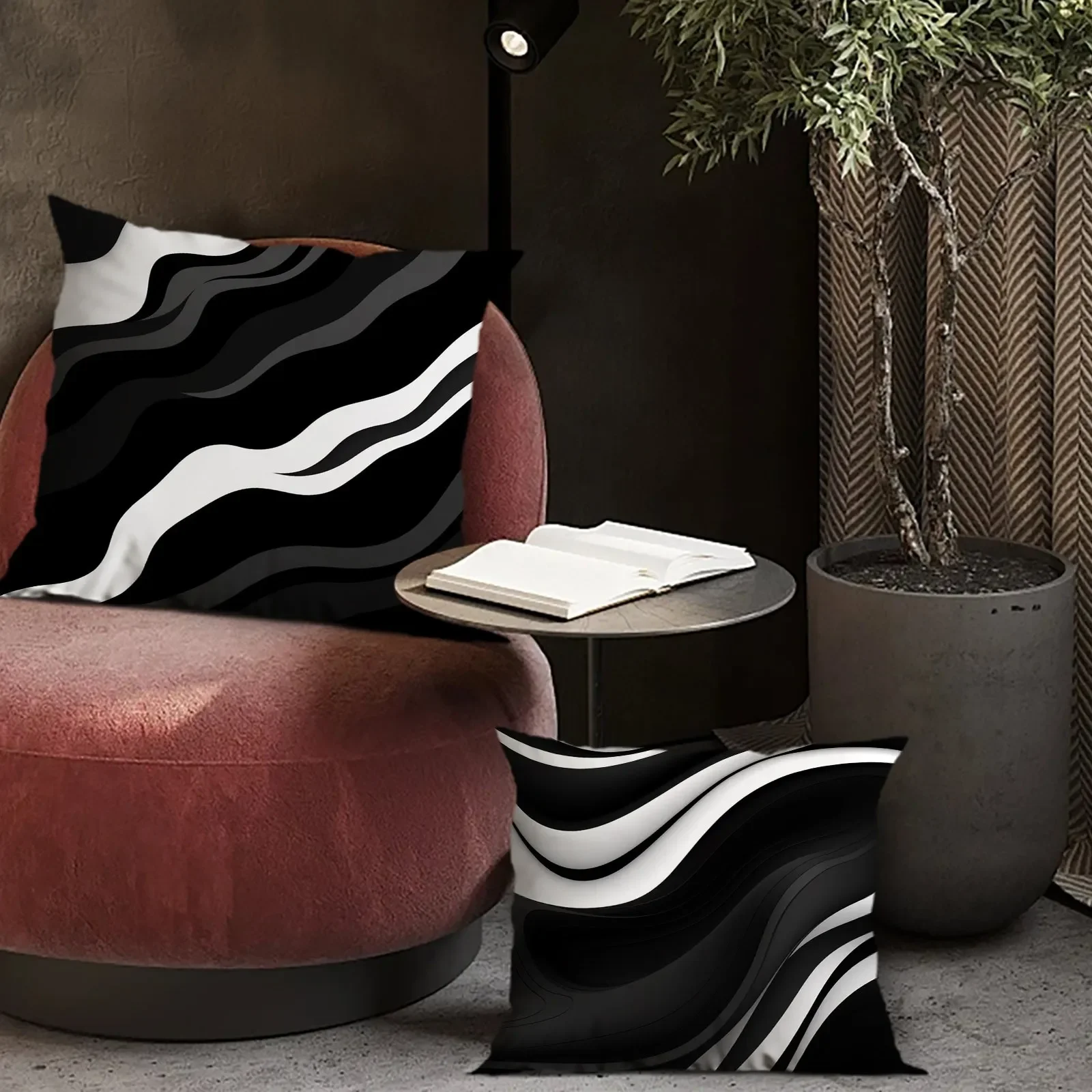 Black and white geometric pillowcase, pillowcase ultra-soft polyester material living room sofa back car pillowcase decoration