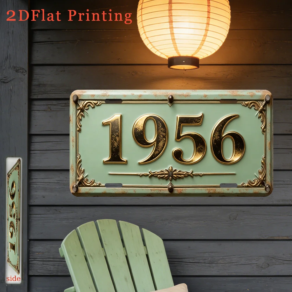2D Flat - 【2D Flat】 2D Flat, 1pc, Classic Vintage Style Golden Number 