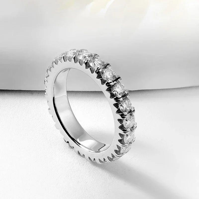 Imagem -02 - Smyoue mm d Cor Todos os Anéis de Moissanite para Mulheres Bandas de Eternidade Completa Combinar Diamante S925 Prata Esterlina Banhado 18k Jóias Gra