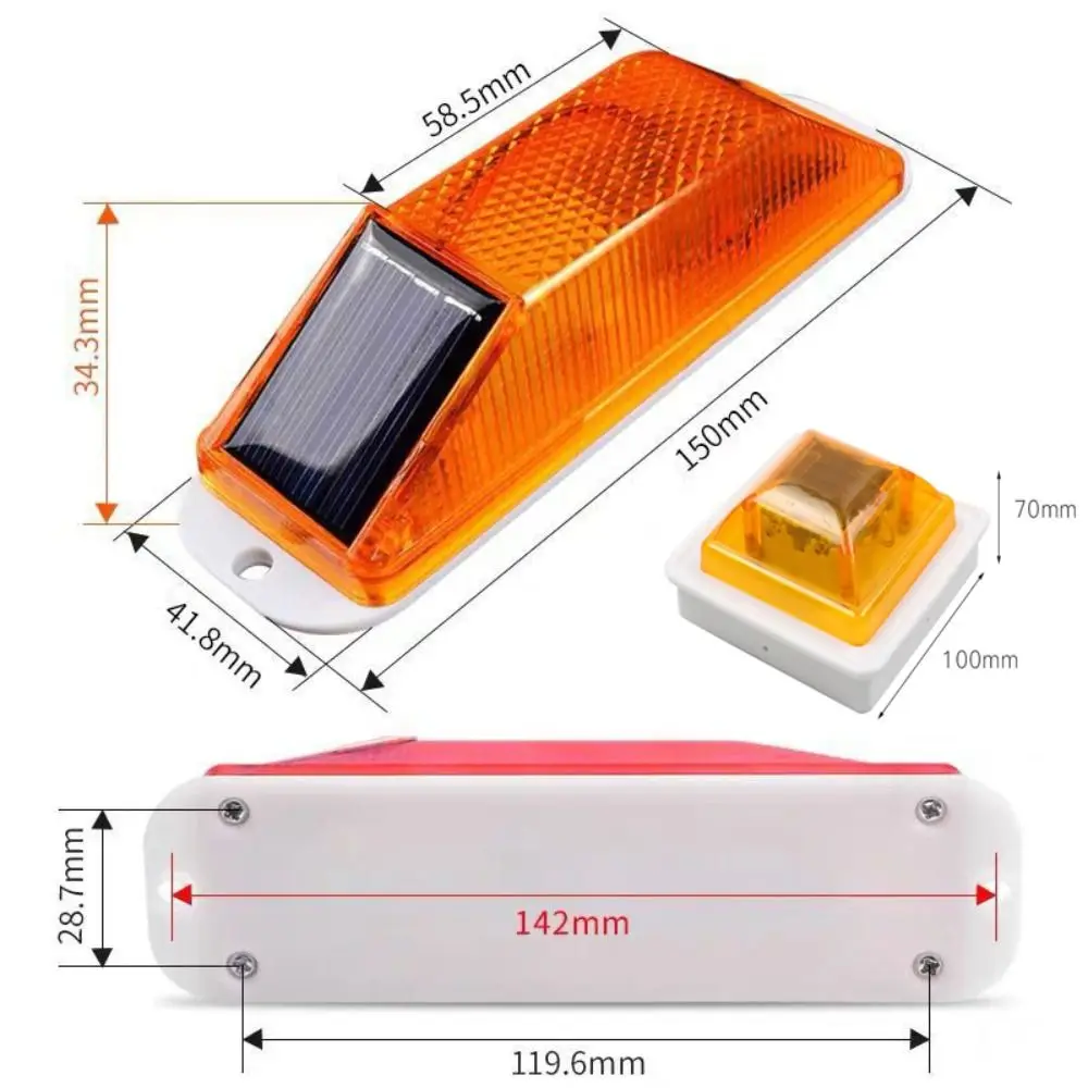 Durable Rechargeable LED Solar Strobe Warning Lamp Flashing Waterproof Solar Guardrail Light Outdoor Reflective Street Lamp