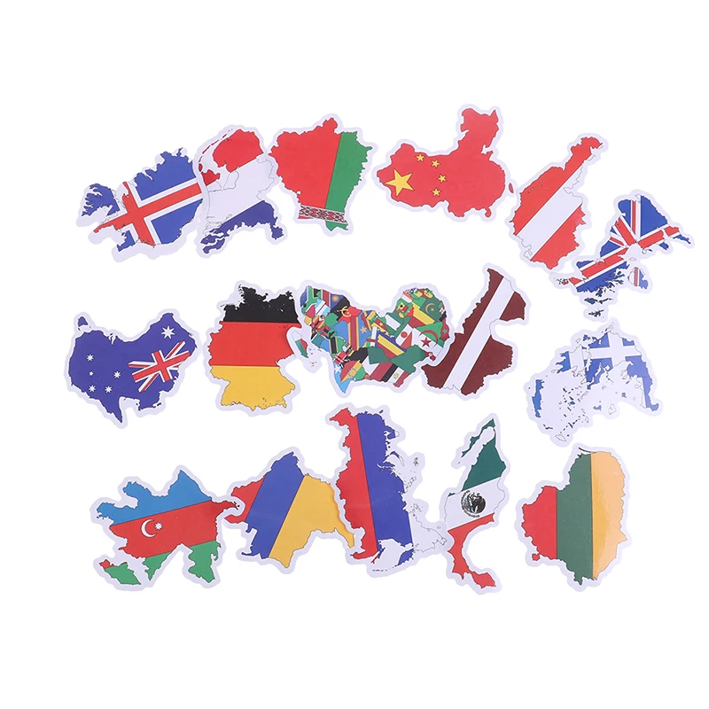 50PCS Car Motorcycle National Flags Stickers Toys for Children Countries Map Travel Sticker to DIY Scrapbooking Suitcase Laptop