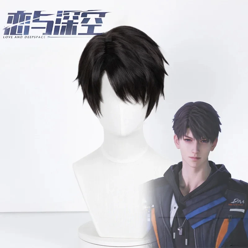 

New Anime Love and Deepsp Caleb Cosplay Adult Men Black Hair Heat Resistant Synthetic Wigs Clothing Accessory Halloween Prop