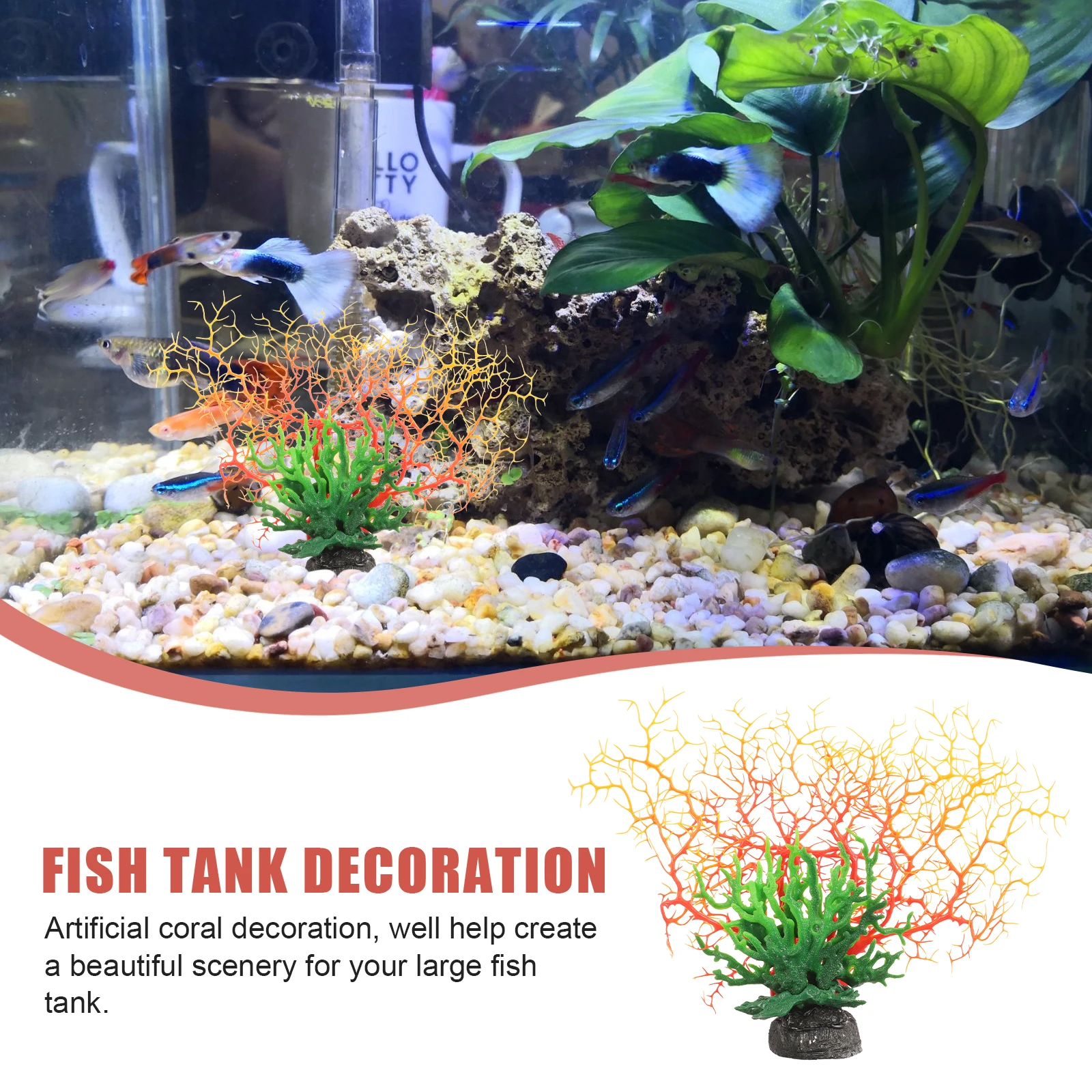 

Simulated Coral Tree Plastic Faux Coral Aquarium Decor Fish Tank Decoration Green ange Yellow Non Fading Resin Underwater Layout