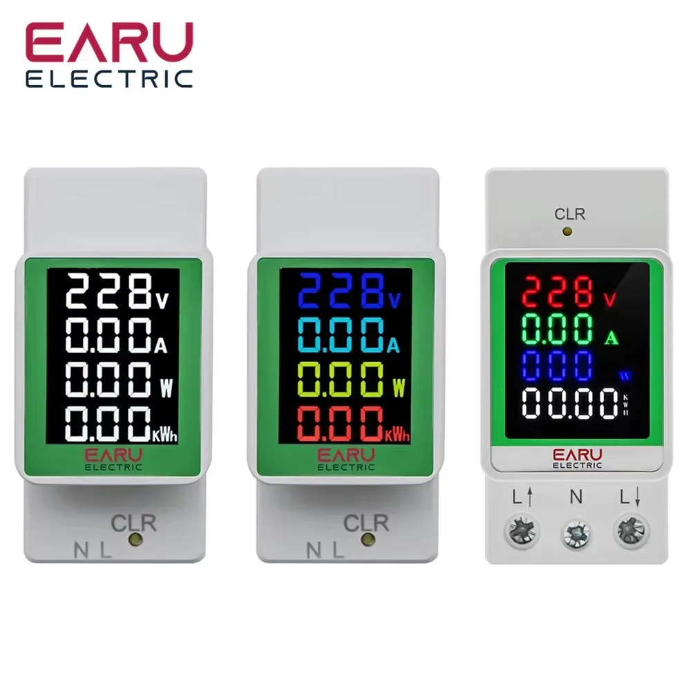 Digital ac 110v 220v 100a Tensão Corrente Kwh Monitor de Energia Elétrica Medidor Volt Amp Volt Voltímetro Amperímetro Wattímetro Trilho Din em