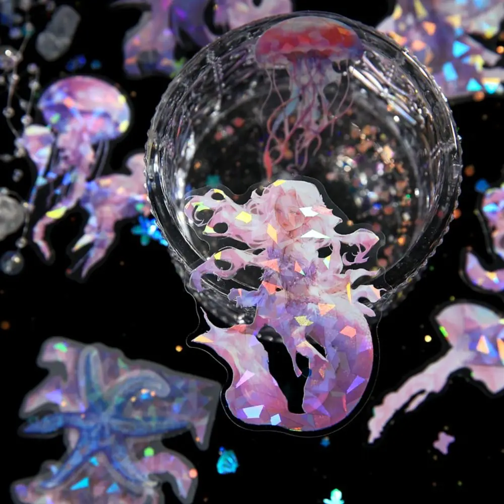30pcs/bag Creative Dreamy Endless Ocean Sticker PVC Aesthetic DIY Material Sticker Sparkling Shiny Decorative Decals Album