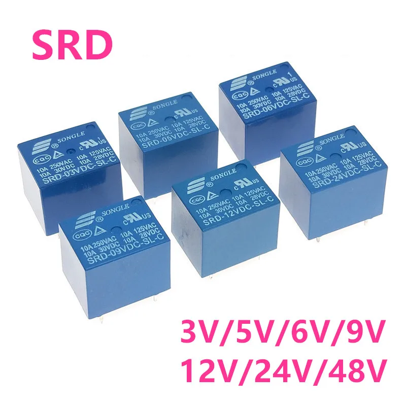 1Pcs New Relay SRD -05V 06V 09V 12V 24V 48VDC -SL-C Power Relay 10A 250VAC Relay 5PIN T73 SRD-05VDC-SL-C SRD-12VDC-SL-C