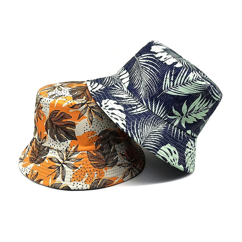 Top Coconut Tree Bucket Hat Leaf Pattern Printing Fisherman Hats Panama Caps For Men Women Unisex Hawaii Beach Holiday Summer