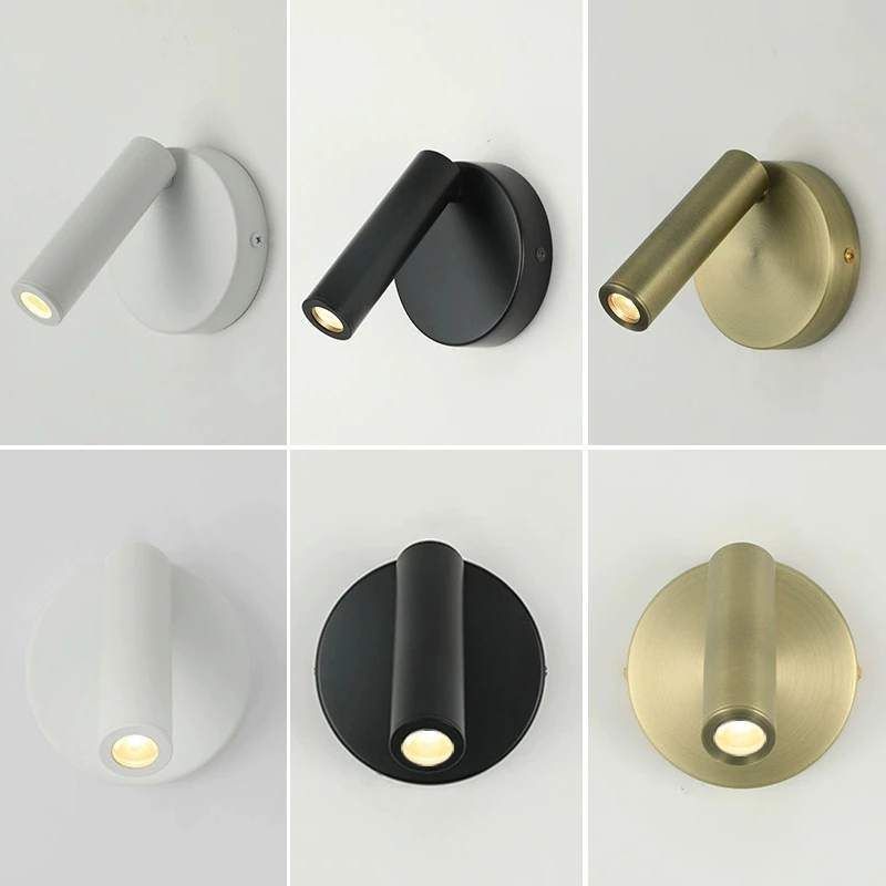 Adjustable LED Wall Lamp Sconce Creative Bedside Reading Lamp for Hotel Bedroom Study Rotating Small 3W Spotlight AC 90-240V