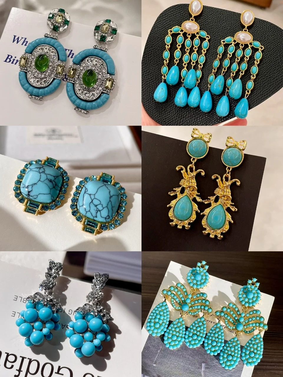 

Vintage Gorgeous 18K Gold Filled Turquoise Ear Drop Dangles Sleeping Beauty Tassel Bead Earring Statement Exaggerate Jewery Copy
