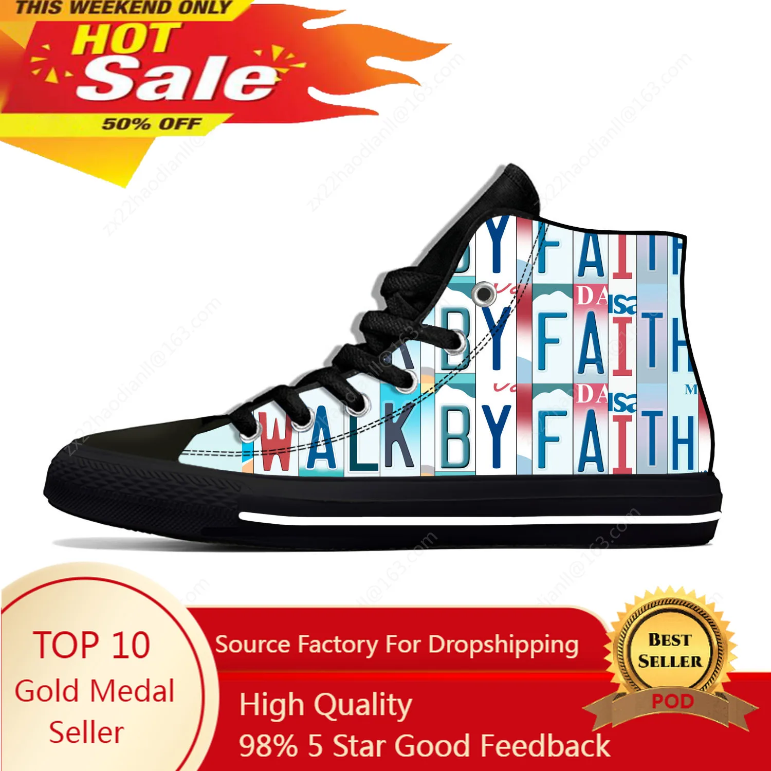 

Walk By Faith High Top Sneakers Mens Womens Teenager Casual Shoes Canvas Running Shoes 3D Print Breathable Lightweight shoe