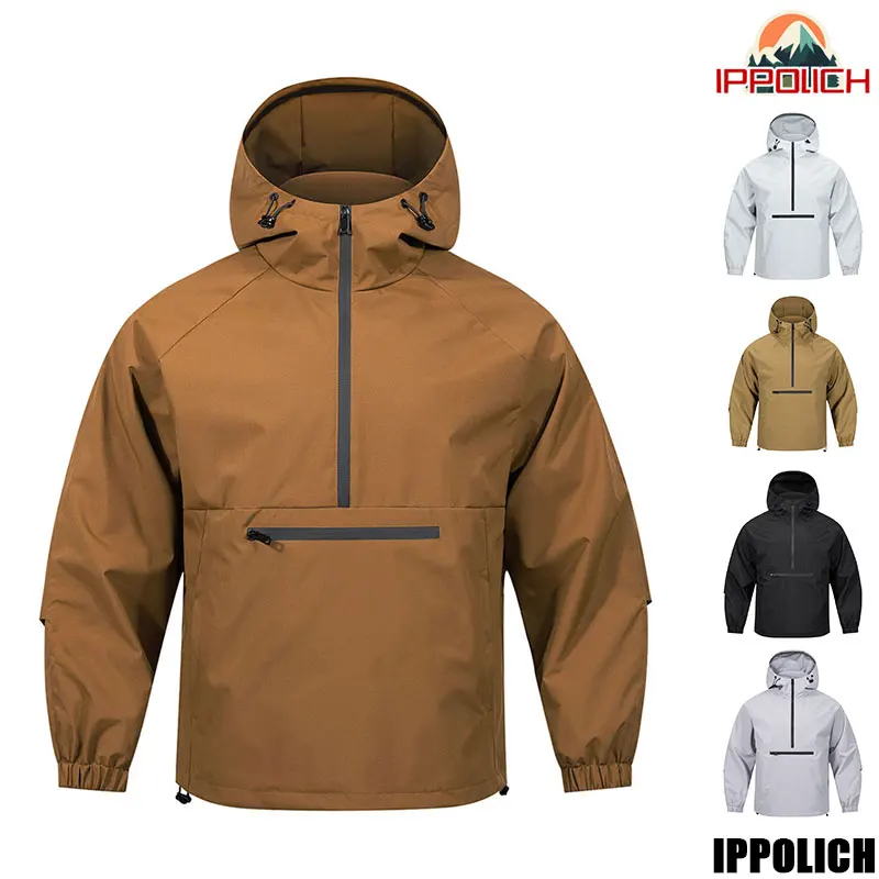 

Men Hiking Jacket Outdoor Waterproof Fishing Hooded Sport Jacket Adjustable Drawstring Travel Jacket Mountaineering Fishing Coat