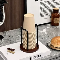 Support de rangement de gobelets jetables, étagère d'eau, tasses de thé, distributeur en bois avec bâton plus long, présentoir de tasse, fournitures d'organisation 4
