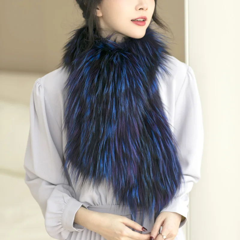 Besfilin Genuine Fox Fur Scarf Collar for Women, Double-Faced, Neck Versatile, Hand Woven, Keep Warm, Spring  Autumn and Winter