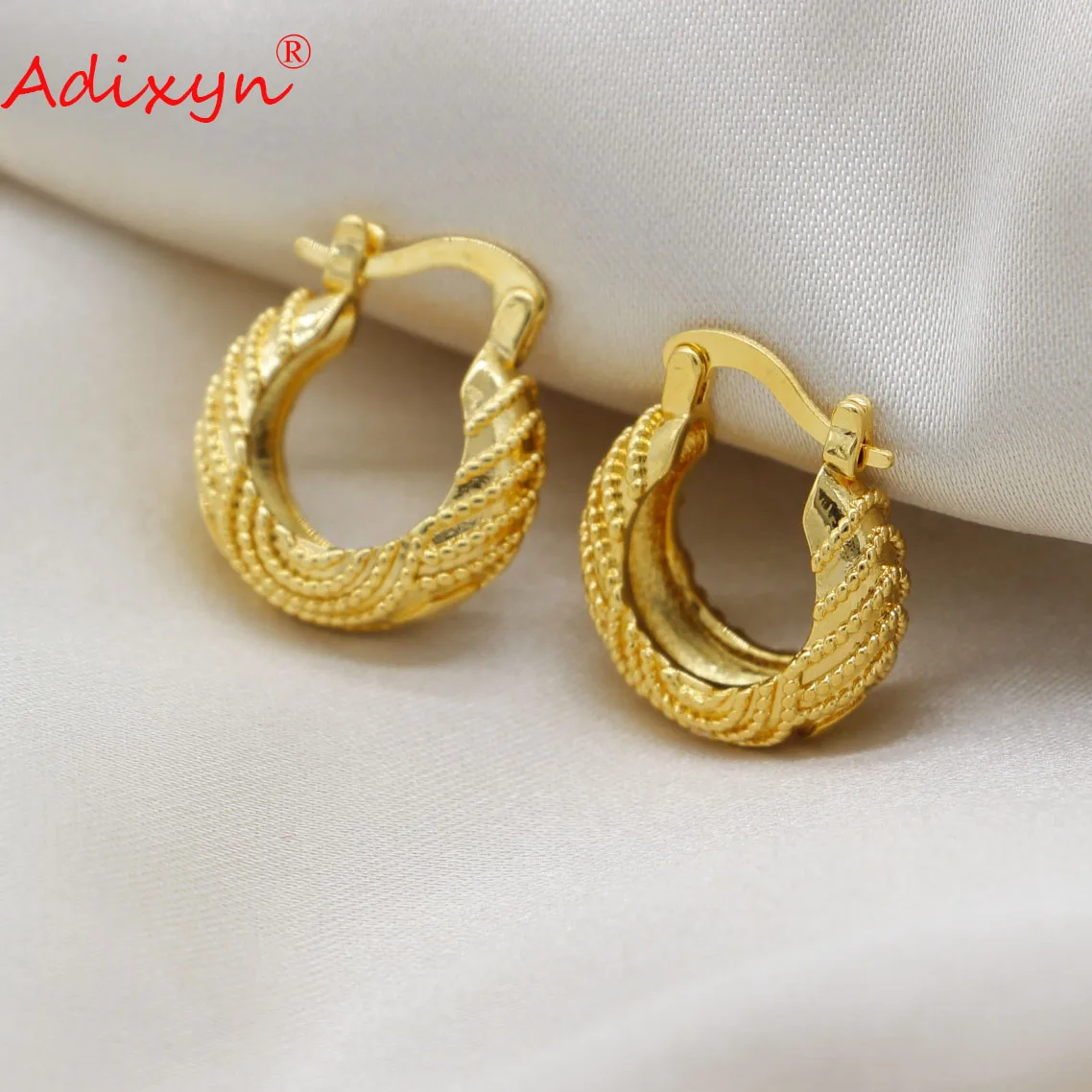 Adixyn Small Size Stud Earrings for Women Girls Gold Color Jewelry Birthday Party Gift African Saudi Arabia Ornaments N08128