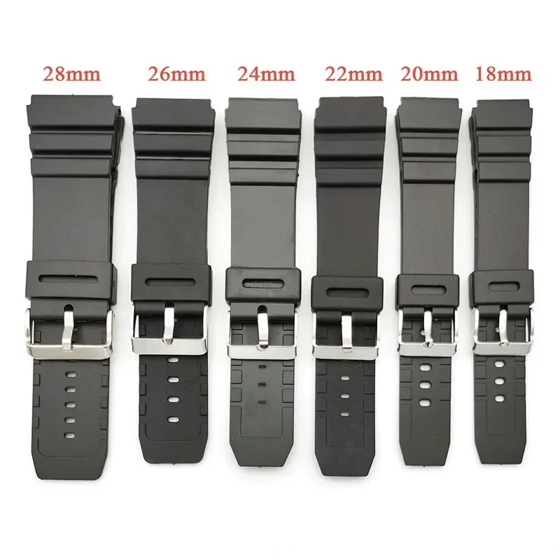 18mm 20mm 22mm 24mm 26mm 28mm Silicone Watch Strap for Casio Strap Rubber Soft Watch Bracelet Student Electronic Watch Band