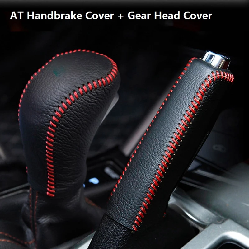 Leather Covers for Hyundai Creta Ix25 2017-2019 Car Handbrake AT Gear Head Shift Knob Cover Gear Shift Cover