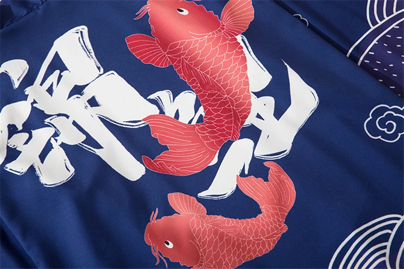 سترة صوفية فضفاضة على الموضة لعام 2025 على شكل سمك الشبوط الأزرق الياباني ملابس الساموراي للنساء والرجال هاراجوكو هاوري كيمونو كوسبلاي يوكاتا