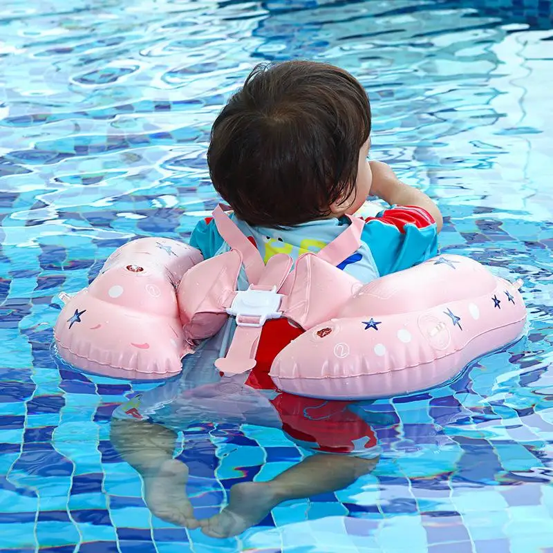 

Baby Pool Float Inflatable Kids Swim Float With Canopy Safety Seat Adjustable UV Protection Swimming Rings For Boys Girls Summer