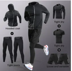 Running sports suit autumn and winter men, 2025 new quick dry clothes training fitness morning running cycling clothes
