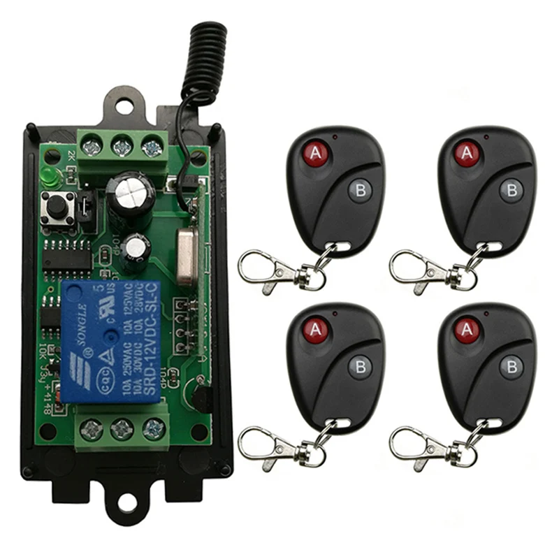 DC 9V 12V 24V 1 CH 1CH RF Wireless Remote Control Switch System Transmitter with Two-button Receiver Garage Doors /window /lamp