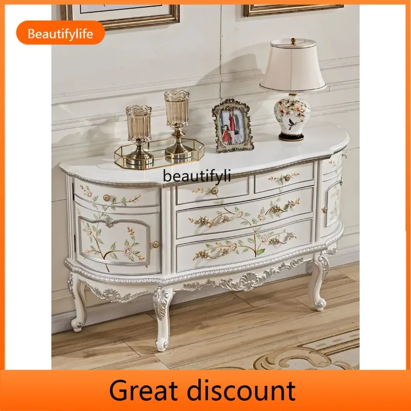 

QQ45 European-Style Entrance Cabinet Decorative American Solid Wood Semicircle Dining Side Locker