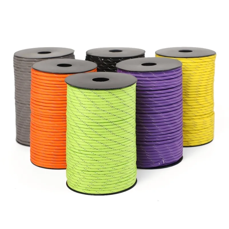 

30/50/100m 7-core 4mm Reflective Nylon Rope 550 Parachute Rope Reel ，Outdoor Survival Lifeline, Suitable for Camping Hiking DIY