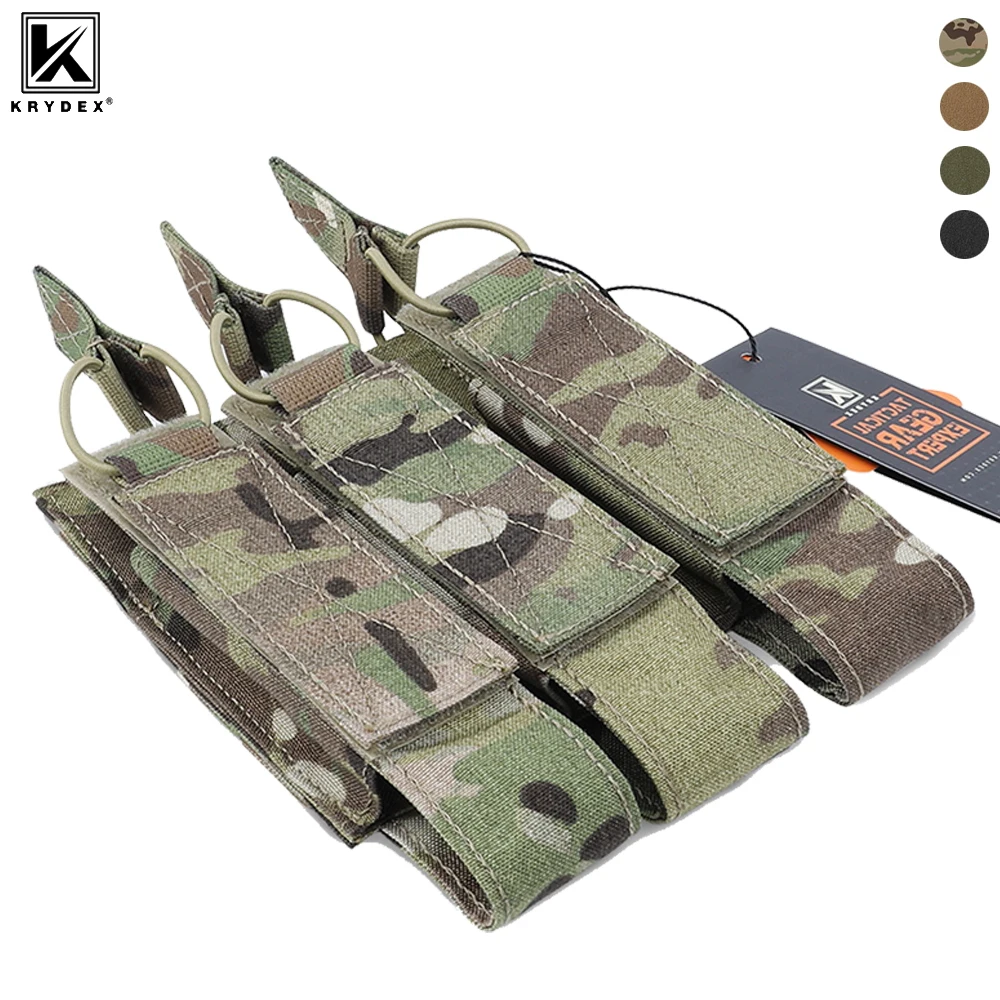 KRYDEX Triple Mag Pouch For MP5 MP7 KRISS Tactical Modular MOLLE Open-Top SMG Magazine Pouch Carrier Airsoft Hunting Vest Gear