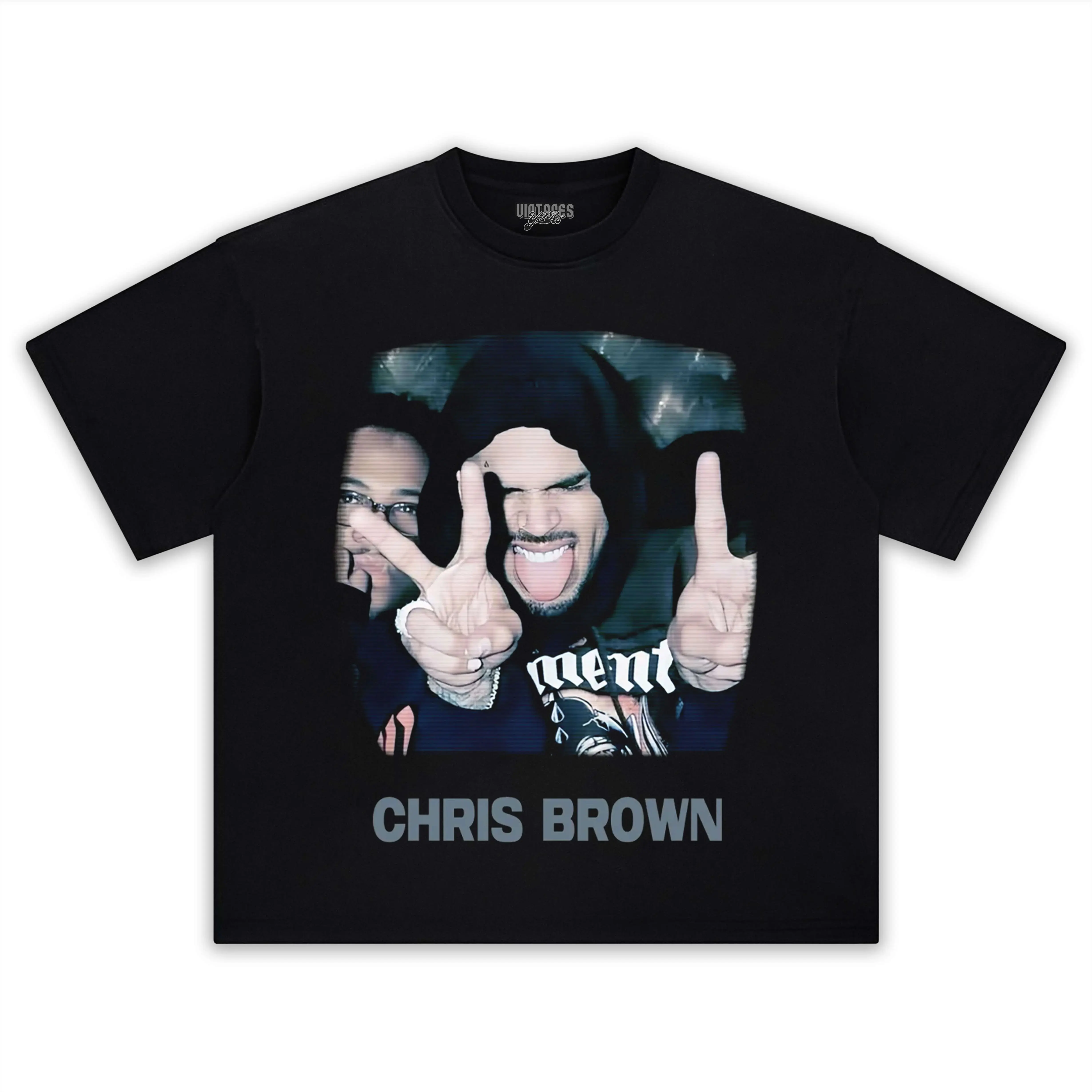 

New Summer Classic Retro Style Y2K Chris Brown Face Print T-shirt Rock Party Street Casual Plus Size Men'sandwomen's Top T-shirt